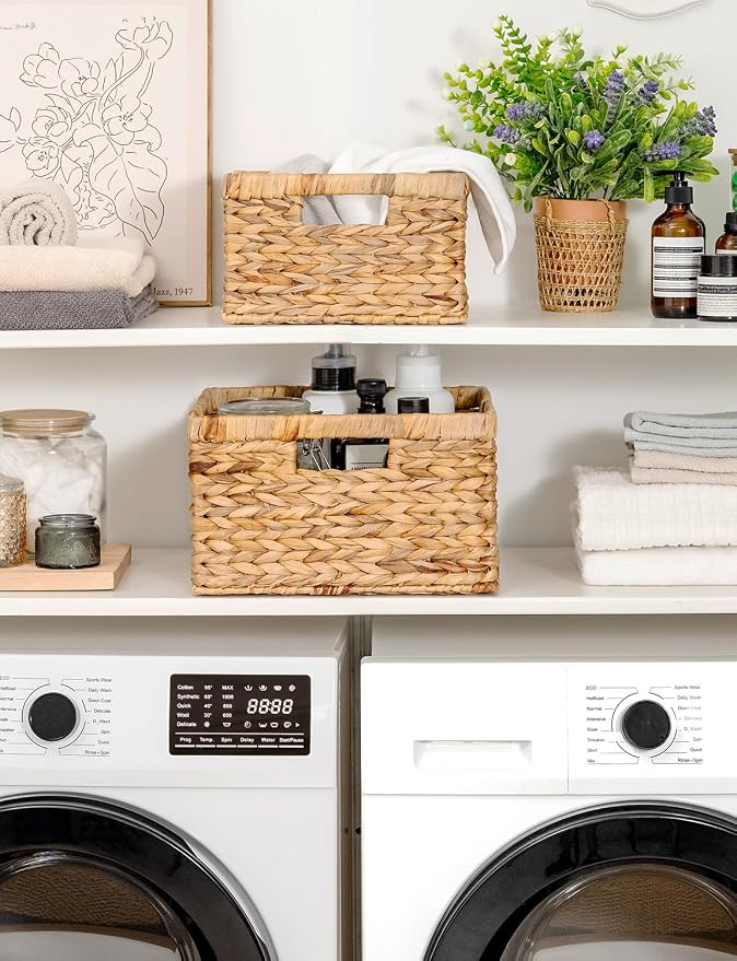 StorageWorks Wicker Storage Basket, Large and Small Baskets, Water Hyacinth - Image 6