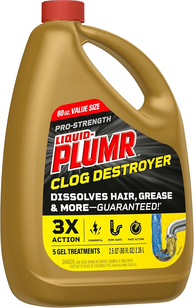 Liquid-Plumr Pro-Strength Clog Destroyer, Liquid Drain Cleaner, 80 Fluid Ounces - Image 12