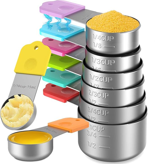 Magnetic Measuring Cups, 8 Stainless Steel Nesting Measuring Cup Set by Minteem-MeasuringCups