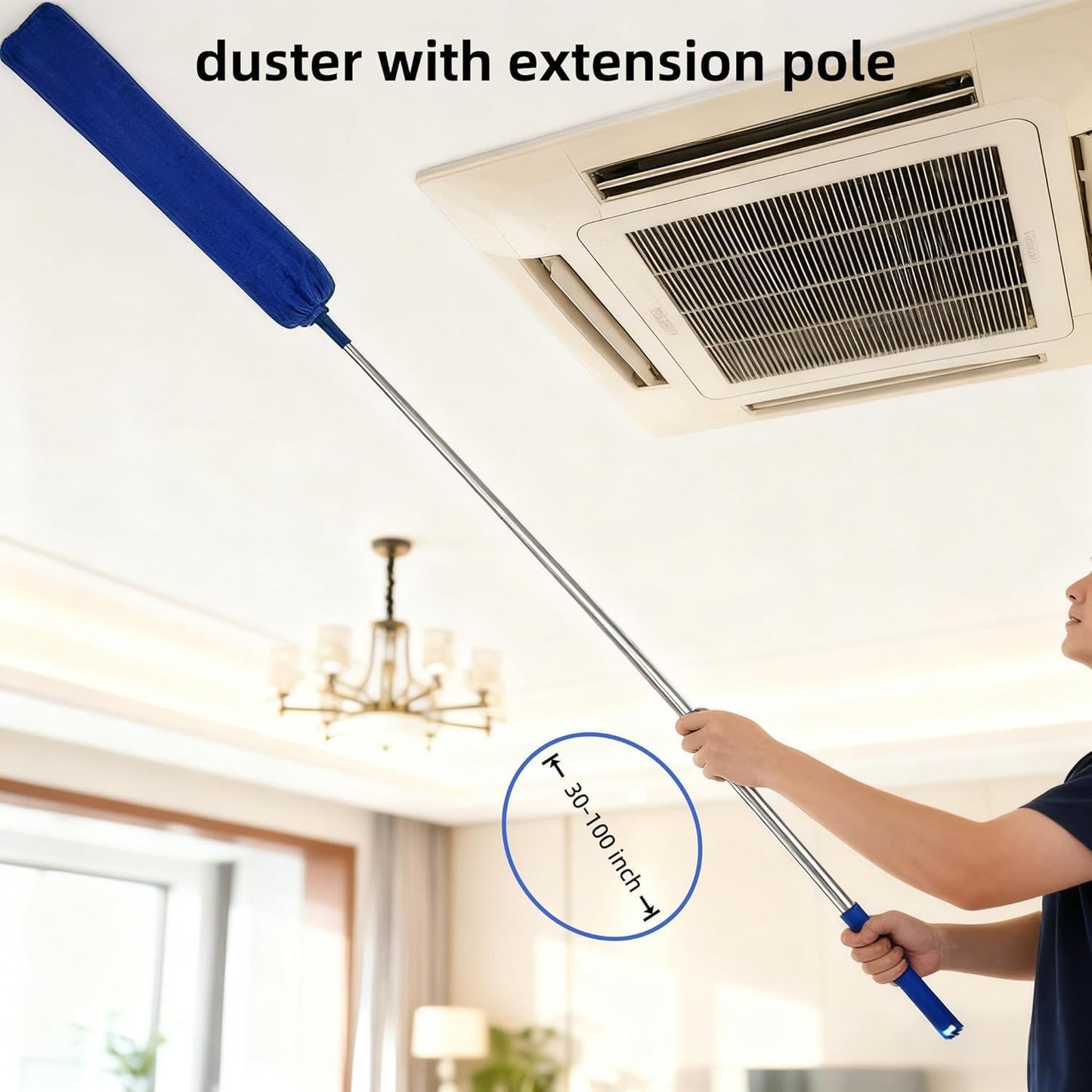 Retractable Gap Dust Cleaner Under Appliance Cleaning Tool, Flat Duster for Under Refrigerator Fridge Stove Couch Bed, Skinny Thin Duster for Tight Spaces (Green)