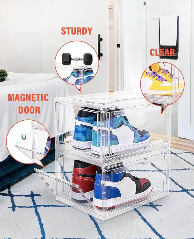 Clear Shoe Boxes Stackable 10 Pack Shoe Storage - Image 3