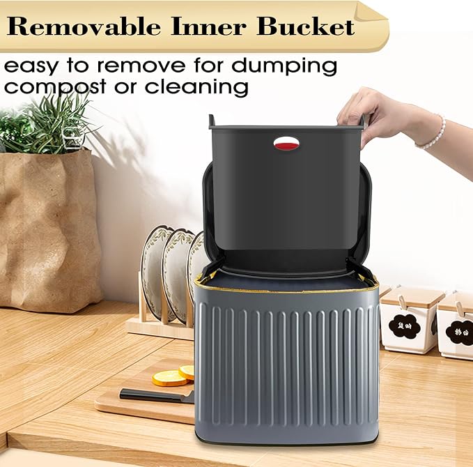 GloDeals Compost Bin, Detachable and Countertop Bin, 4 Liter / 1.06 Gallon - Image 7
