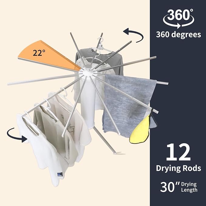 Clothes Drying Rack Tripod, Laundry Hanger Dryer Rack, Portable Foldable Drying - Image 3