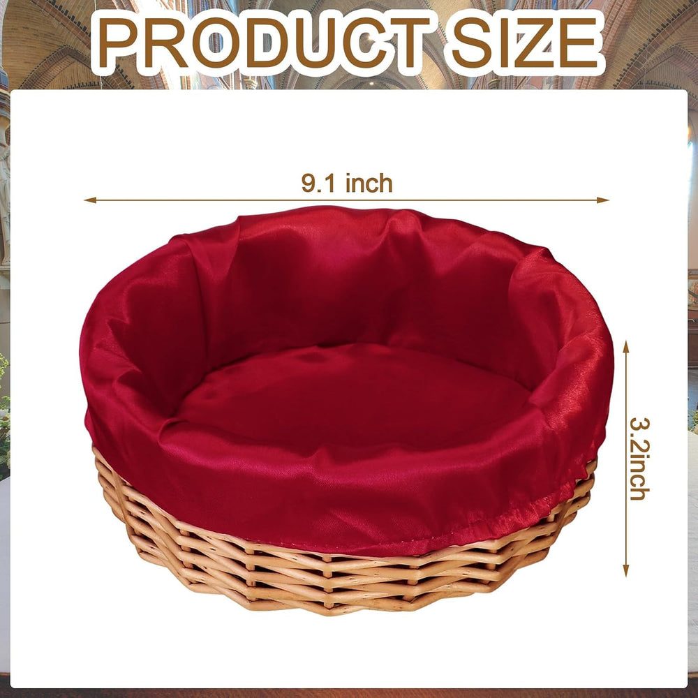 Hushee 3 Pack 9.1 Inch Round Offering Baskets for Church Wicker Offering Bask...