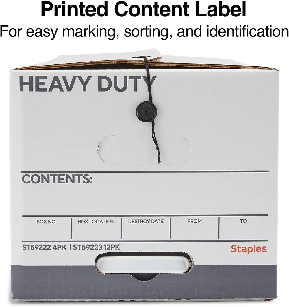 STAPLES Storage & Filing Box, Letter Size, Stackable, 4-Pack, White/Gray