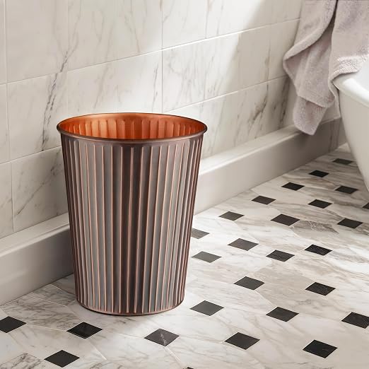 Monarch Abode Antique Copper Handcrafted Ridge Embossed Metal Wastebasket - Image 4