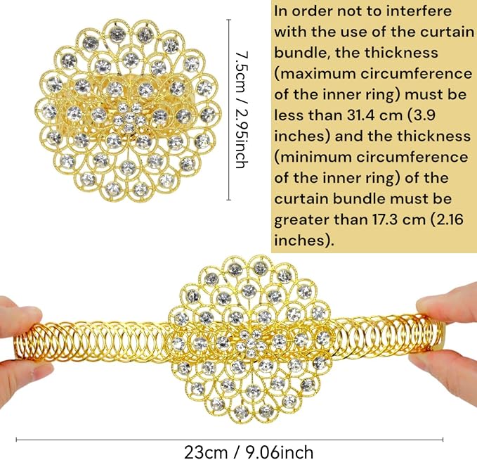 2 Pack Crystal Flower Curtain Tiebacks – Decorative Spring Wire Buckle Clips - Image 5