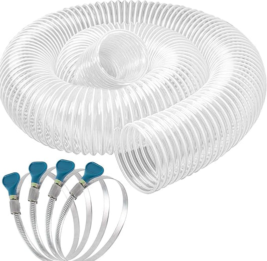 Qucship PVC Dust Collection Hose 4" x 10', Puncture-Resistant, Flexible Clear by Qucship