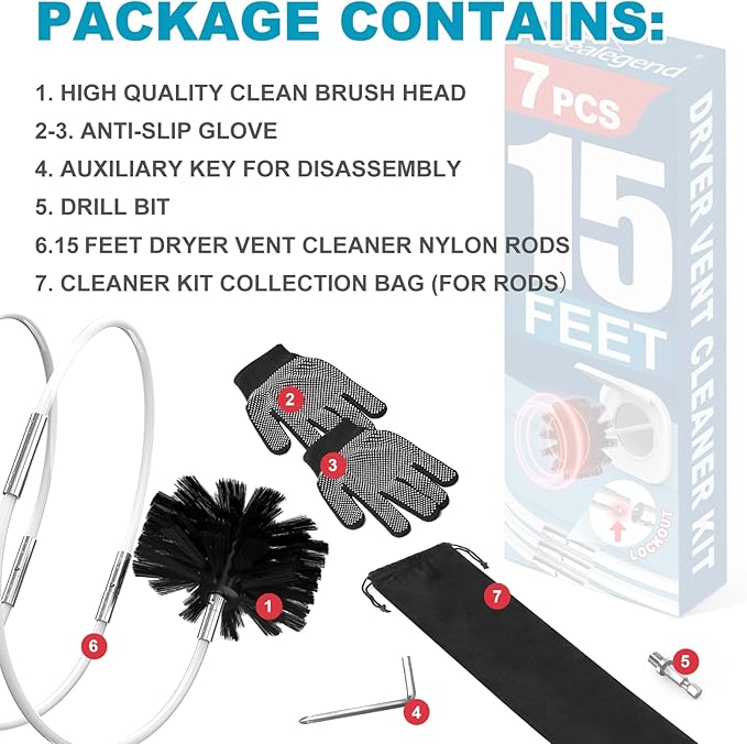 Sealegend 15 Feet Dryer Vent Cleaner Kit/Lint Remover/Upgraded Flexible - Image 6