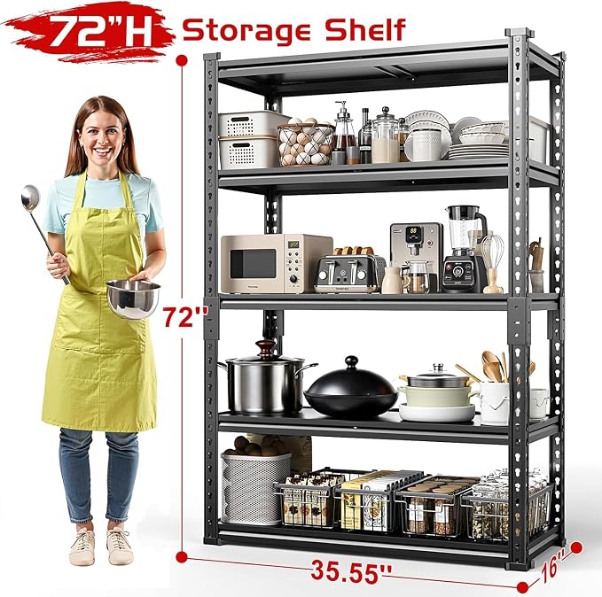 TigerParty 2050LBS Heavy Duty Garage Shelving, 5-Tier Adjustable Storage Shelves - Image 2
