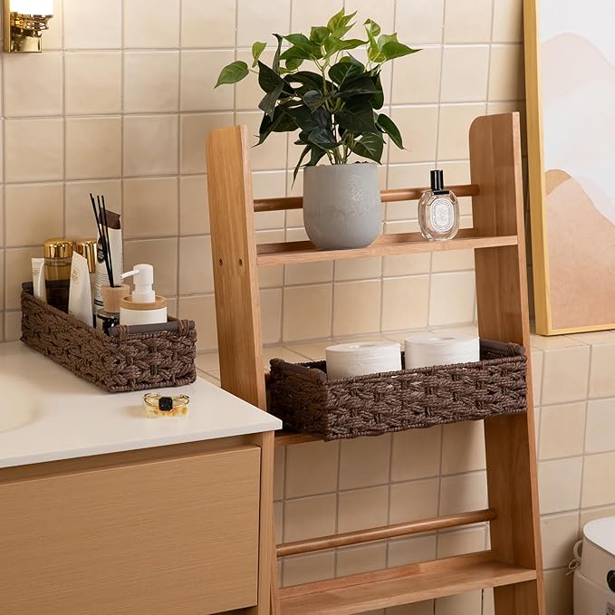 OIAHOMY Toilet Paper Baskets Handmade Paper Rope Decorative Wicker Storage Tank - Image 2