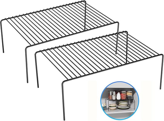 LargeBlack Cabinet Storage Shelf Rack Set of 2, Rustproof Metal Wire Kitchen by DPZM