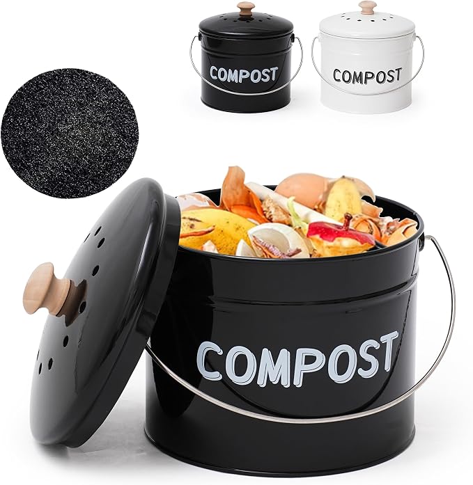 Compost Bin for Kitchen Counter, 1 Gallon Compost Bucket by CANDCO
