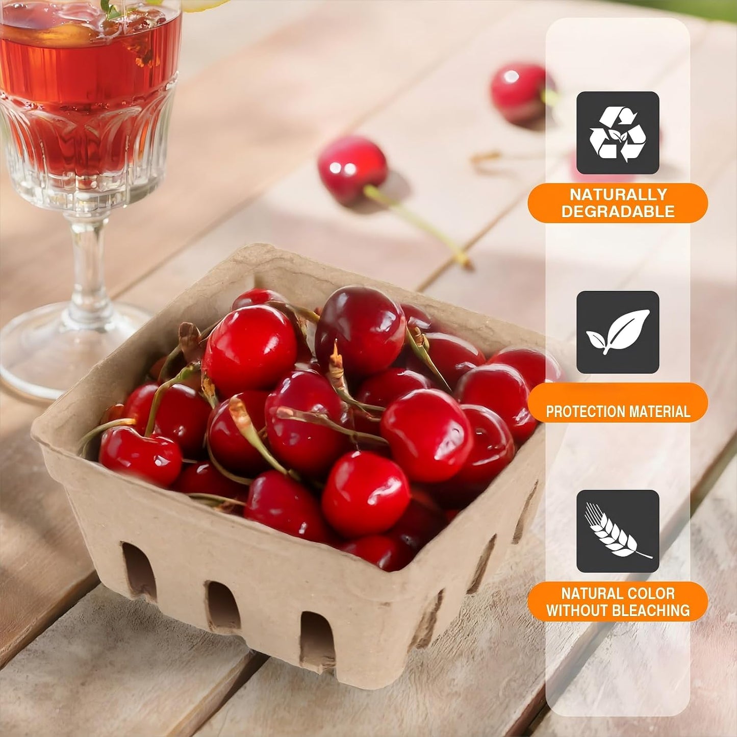 50 Pack Mini Natural Pulp Fiber Berry Basket | Small Basket Containers for Farmers Market Produce,Fruit Stand Supplies,Vegetables,Strawberry,Blueberry,Raspberry,Egg