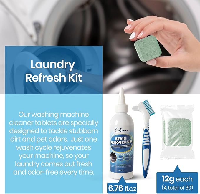 Laundry Refresh Kit, 30 Washing Machine Cleaner Tablets, 6.76 fl. oz Stain - Image 2