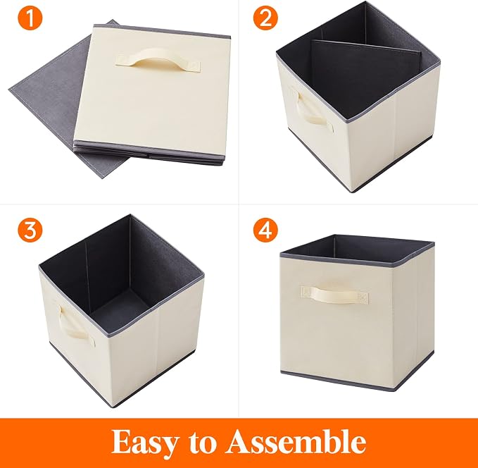 Lifewit Collapsible Fabric Storage Cubes Bins Set 11 Inch, Foldable Cubby - Image 4