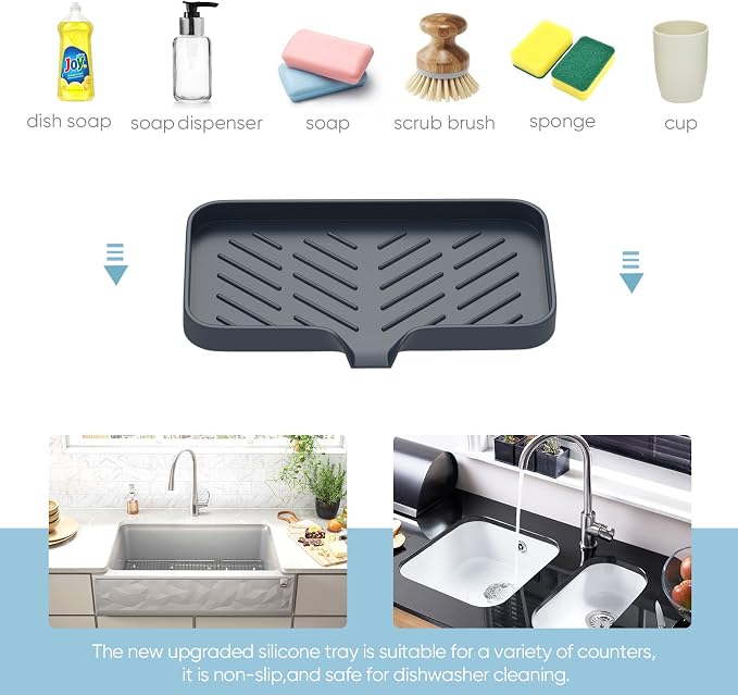 Kitchen Soap Tray, Kitchen Sink Tray Sponge Tray Kitchen Sponge Holder Self - Image 5