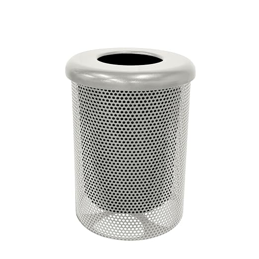COATEDOUTDOORFURNITURE RFT-P-Gry Heavy Duty Round Trash Receptacle by CoatedOutdoorFurniture