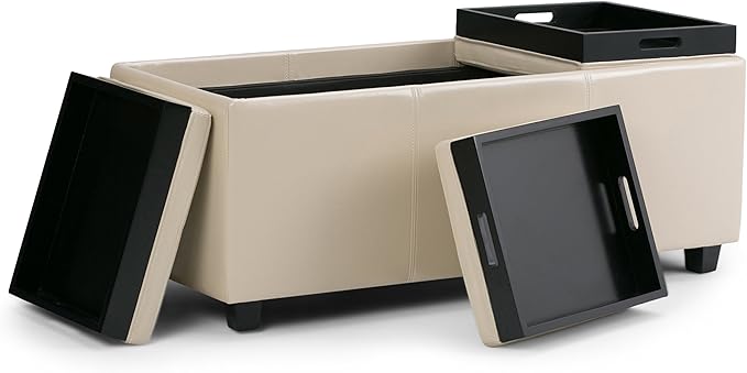 SIMPLIHOME Avalon 42 inch Wide Contemporary Rectangle Storage Ottoman in Satin - Image 4