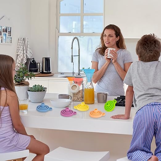 Kitchen Funnel Set 7 Pack, Collapsible Silicone Funnel - Image 7