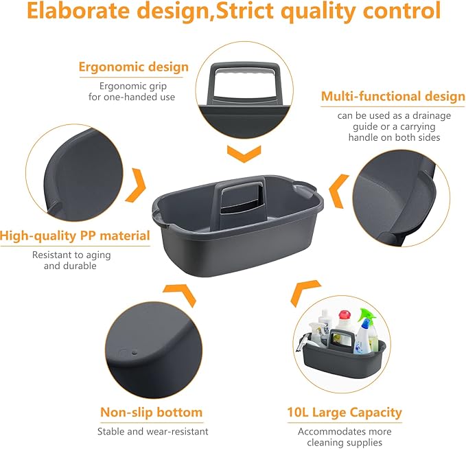 2-Pack Multi-Purpose Plastic Cleaning Caddy - Image 3