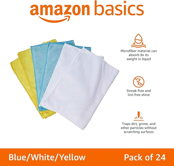Amazon Basics Microfiber Cleaning Cloths, Ultra Absorbent, Lint Free, Streak - Image 2