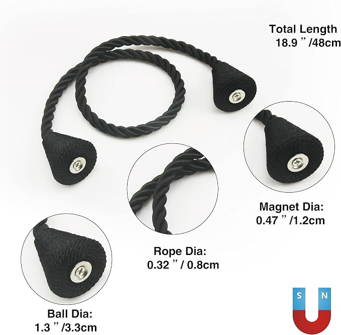 2 Pack Magnetic Curtain Tiebacks Rope Modern Handmade Curtain Tie Backs - Image 3