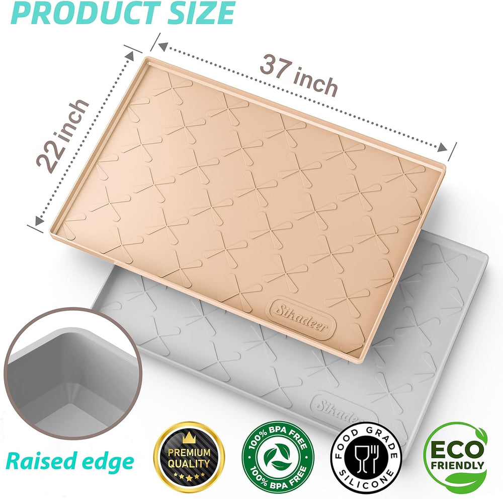 SIKADEER Waterproof Under Sink Mat 37" x 22" Silicone Mat Cabinet P...