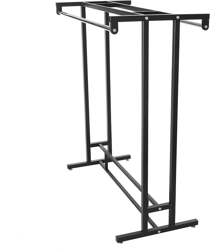 MyGift Black Stainless Steel Freestanding Garment Rack, Heavy Duty Double Rod - Image 6