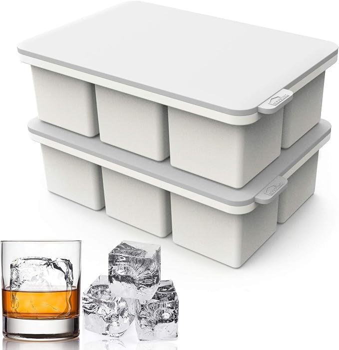 Mossime Large Ice Cube Molds: Square Whiskey Silicone Ice Cube Trays by mossime