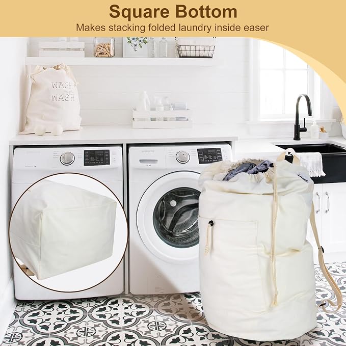 Laundry Bag Backpack, Canvas Laundry Bag - Image 6