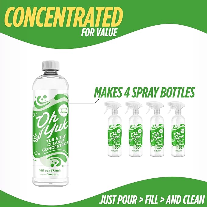 Oh Yuk Tub and Tile Cleaner – Concentrate Refill Makes 4 Bottles | Dissolves - Image 2