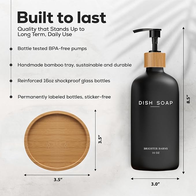 Black Glass Dish Soap Dispenser - Image 3