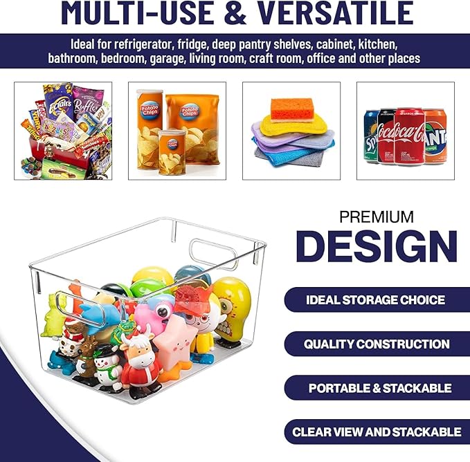 Clear Plastic Storage Bins, Pantry Organizers and Storage Containers Fridge - Image 4