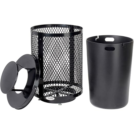 Global Industrial Outdoor Diamond Steel Trash Can - Image 2