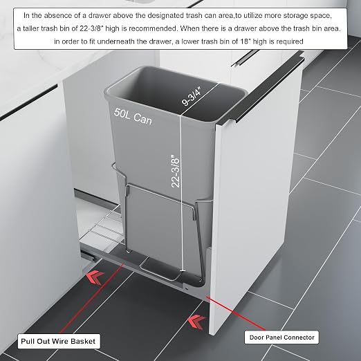 Dowell B15 Aluminum Base Wastebasket Pullout - Image 7