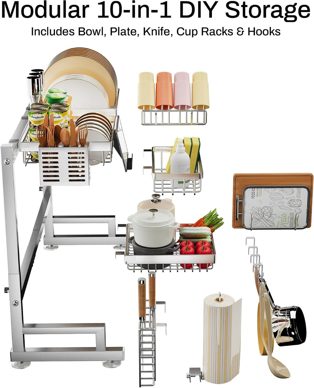 ADBIU Luxurious 304 Stainless Steel Over Sink Dish Drying Rack (Suitable for ...