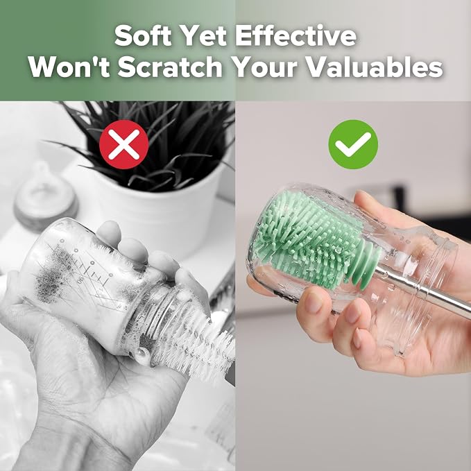 haakaa Cleaning Brush Silicone Bottle Brush Double-Ended Soft Silicone Bristles - Image 5