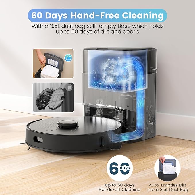 AIRROBO Robot Vacuum and Mop Combo, Self-Emptying, 60-Day Capacity, Home Mapping - Image 2