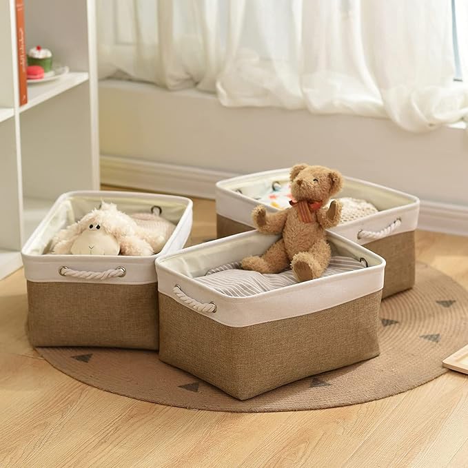 Storage Basket Fabric Sturdy Canvas Storage Bins Organizer - Image 2