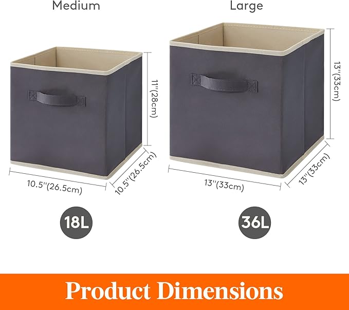 Lifewit Collapsible Fabric Storage Cubes Bins Set 13 Inch, Foldable Cubby - Image 4