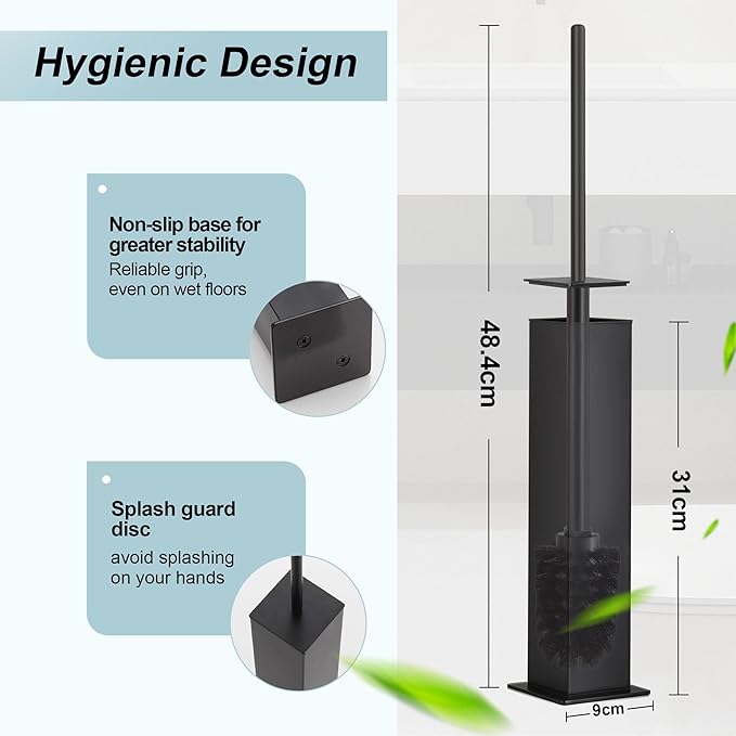 Black Toilet Brush and Holder, Toilet Bowl Brush - Image 3