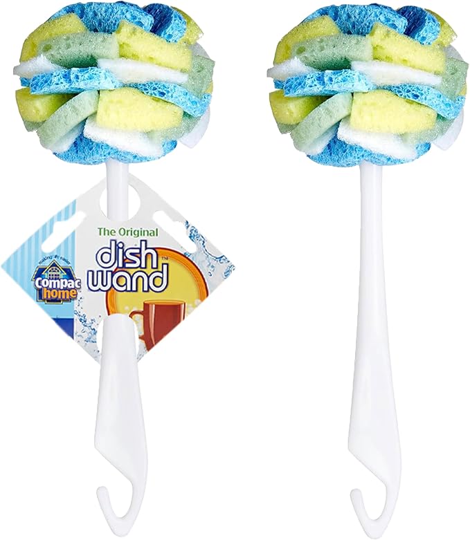 Compac Home Dish Wand Plus Cello, Foam & Scour Sponge Petals Brush and Clean - Image 2