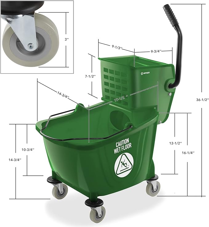 Dryser Commercial Side Press Wringer Combo Mop Bucket, 33 Quart - Image 5