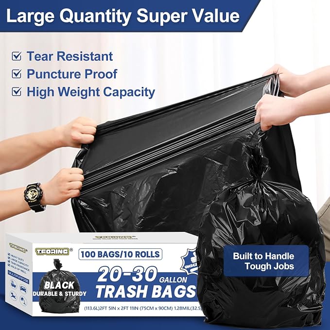 20-30 Gallon Trash Bags Black - Image 3
