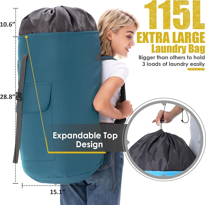 Laundry Bag for College, Backpack Laundry Bag for College Turquoise, 115L Extra - Image 3