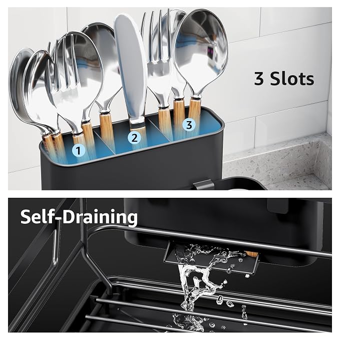 Dish Drying Rack for Kitchen Counter, Space-Saving Dish Rack, Sink Kitchen - Image 4