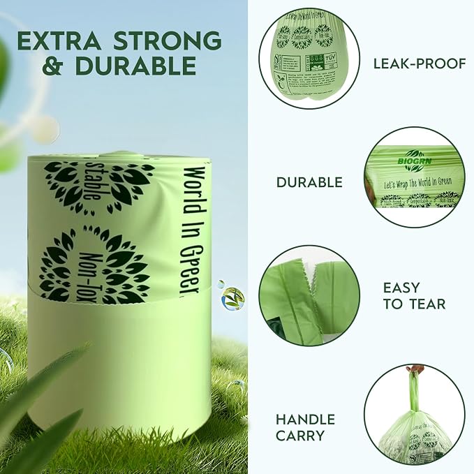 Compostable Trash Bags 1.2-1.6 Gallon Handle Tie 50 Count 0.6 Mil 6.06 Liter - Image 6