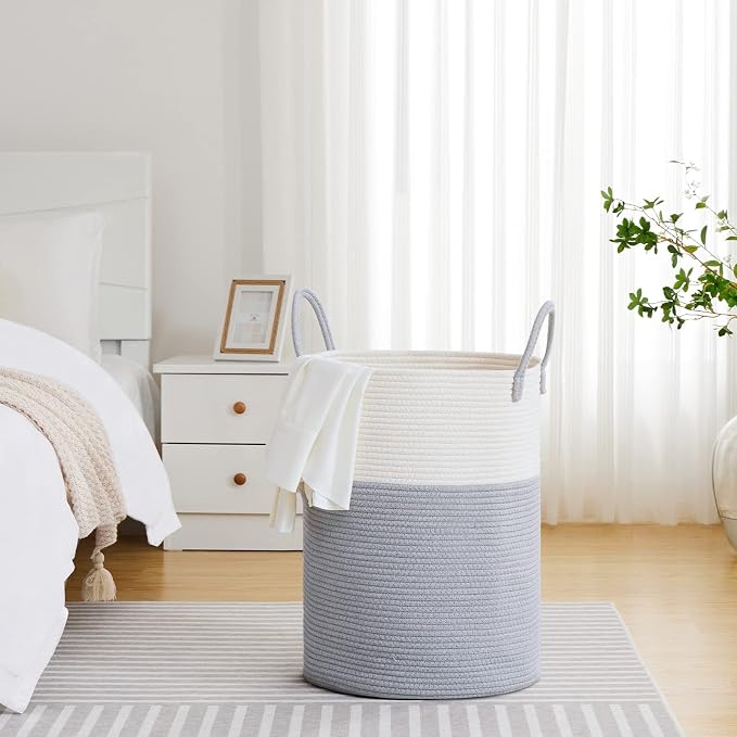 VIPOSCO Large Laundry Hamper, Tall Woven Rope Storage Basket - Image 4