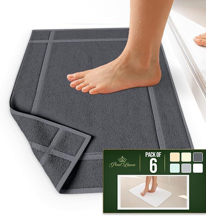 Pearl Linens Pack of 6 Washable Cotton Bath Mat 18x25 - Image 5